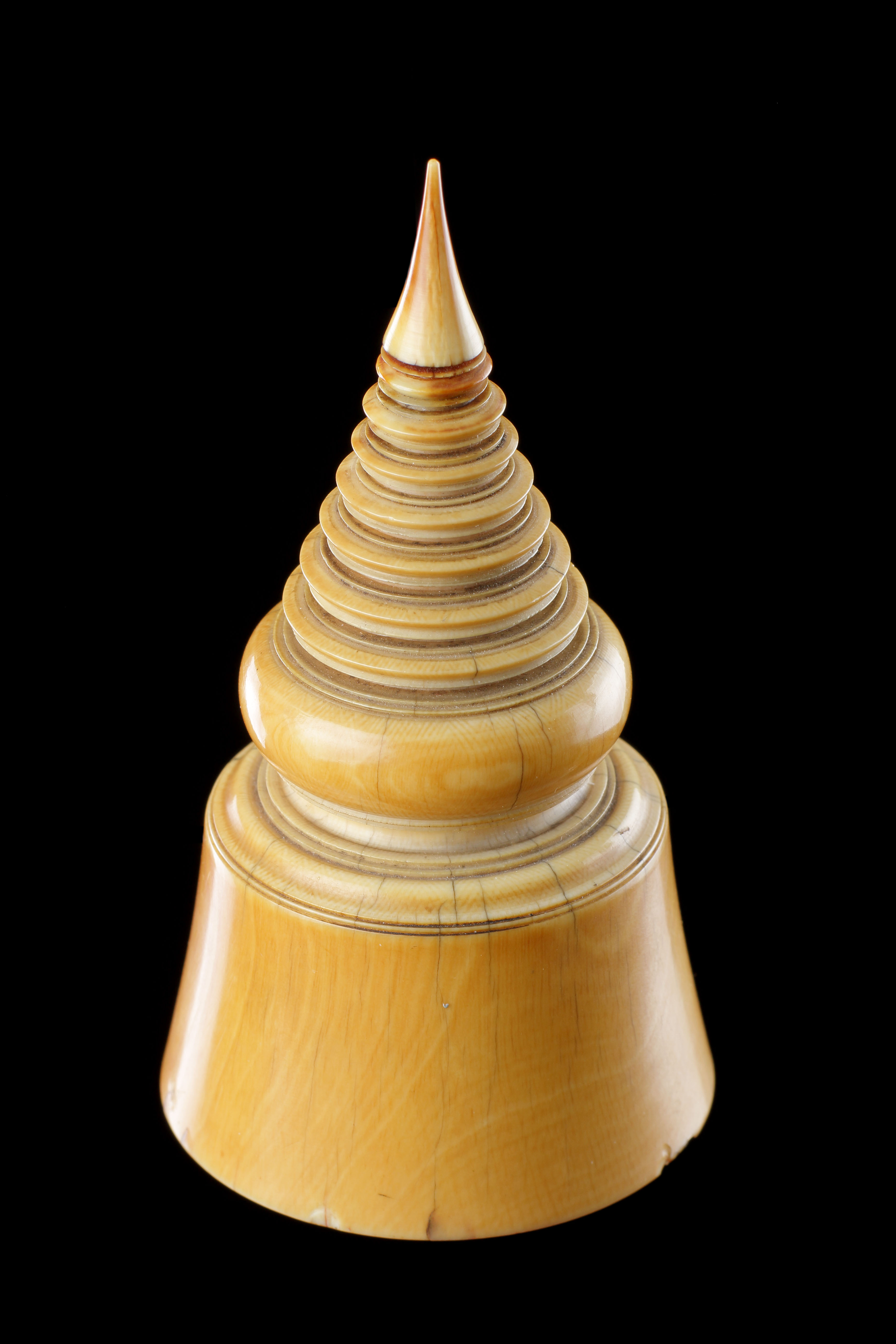 Tibetan Carved Ivory Seal in the Form of a Stupa 